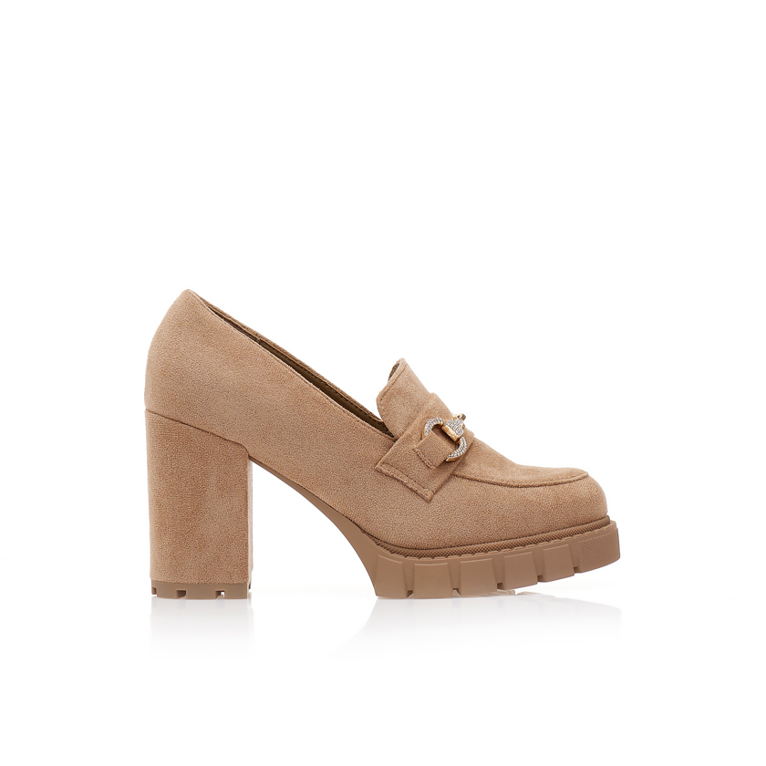 Γόβες loafers πούρο σουέτ με αγκράφα απο στρας ΠΟΥΡΟ