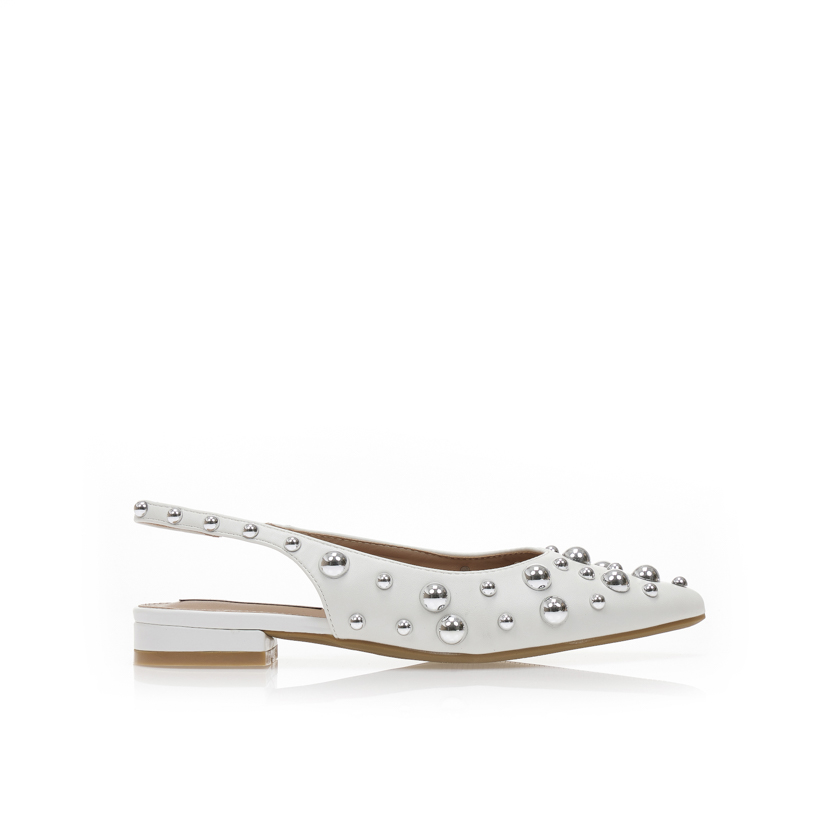 Γόβες λευκές δερματίνη με ασημί τρουκς ΛΕΥΚΟ