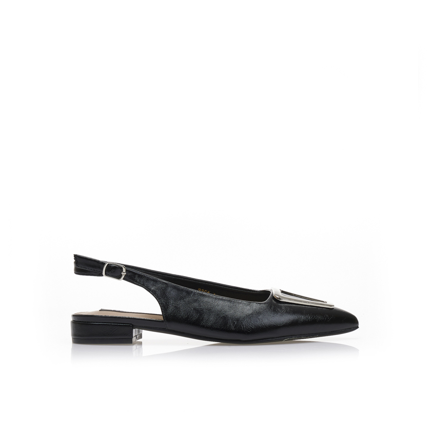 Γόβες mules μαύρες δερματίνη με αγκράφα ΜΑΥΡΟ