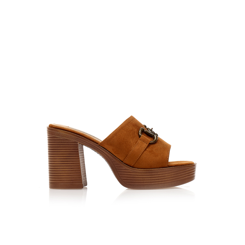 Mules TSOUKALAS κάμελ σουέτ με φιάπα και αγκράφα ΚΑΜΕΛ