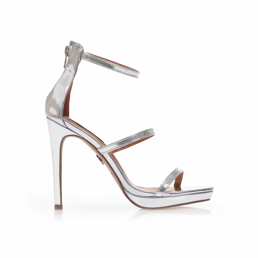 Πέδιλα TSOUKALAS ασημί λουστρίνι με φερμουάρ ΑΣΗΜΙ