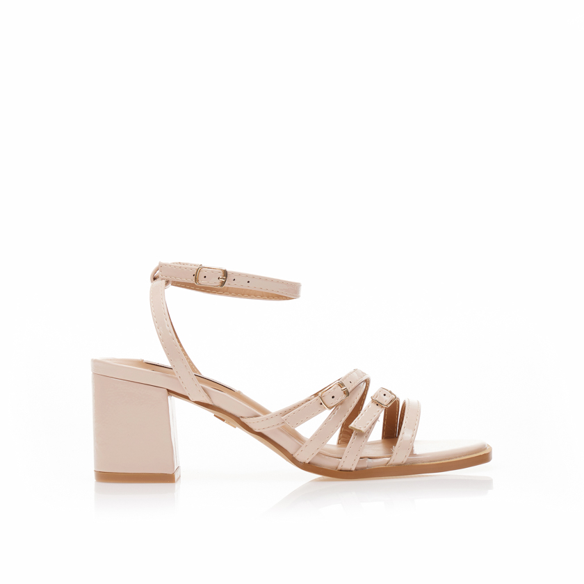 Πέδιλα TSOUKALAS nude λουστρίνι με πολλαπλά λουράκια NUDE