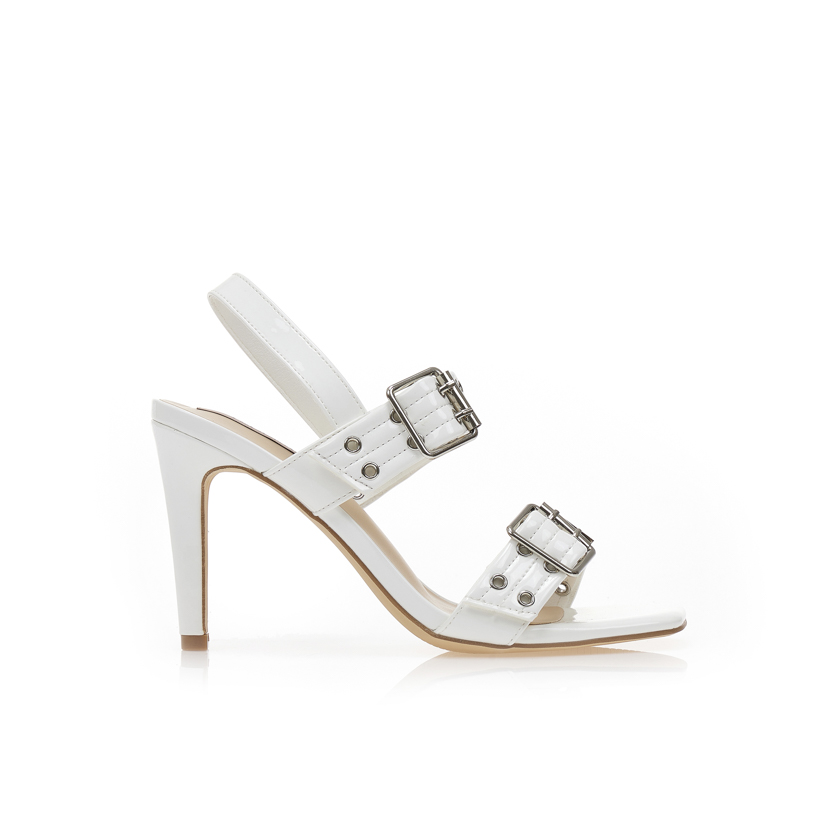 Πέδιλα λευκά λουστρίνι με ρυθμιζόμενες φάσες ΛΕΥΚΟ