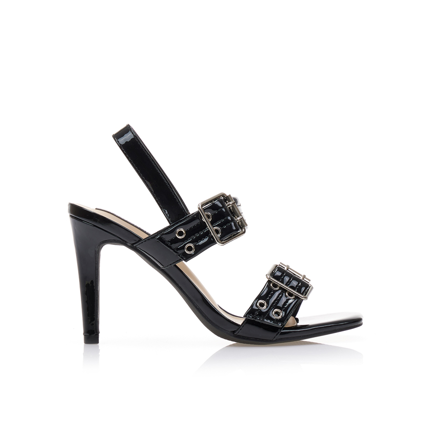 Πέδιλα μαύρα λουστρίνι με ρυθμιζόμενες φάσες ΜΑΥΡΟ