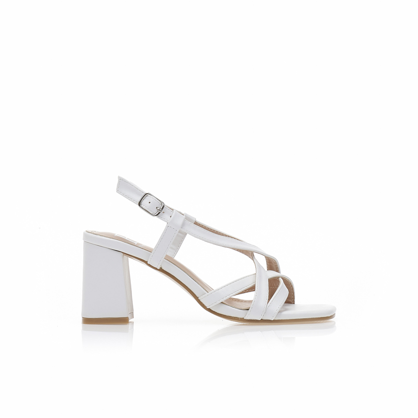 Πέδιλα λευκά δερματίνη με χιαστί λουράκια ΛΕΥΚΟ