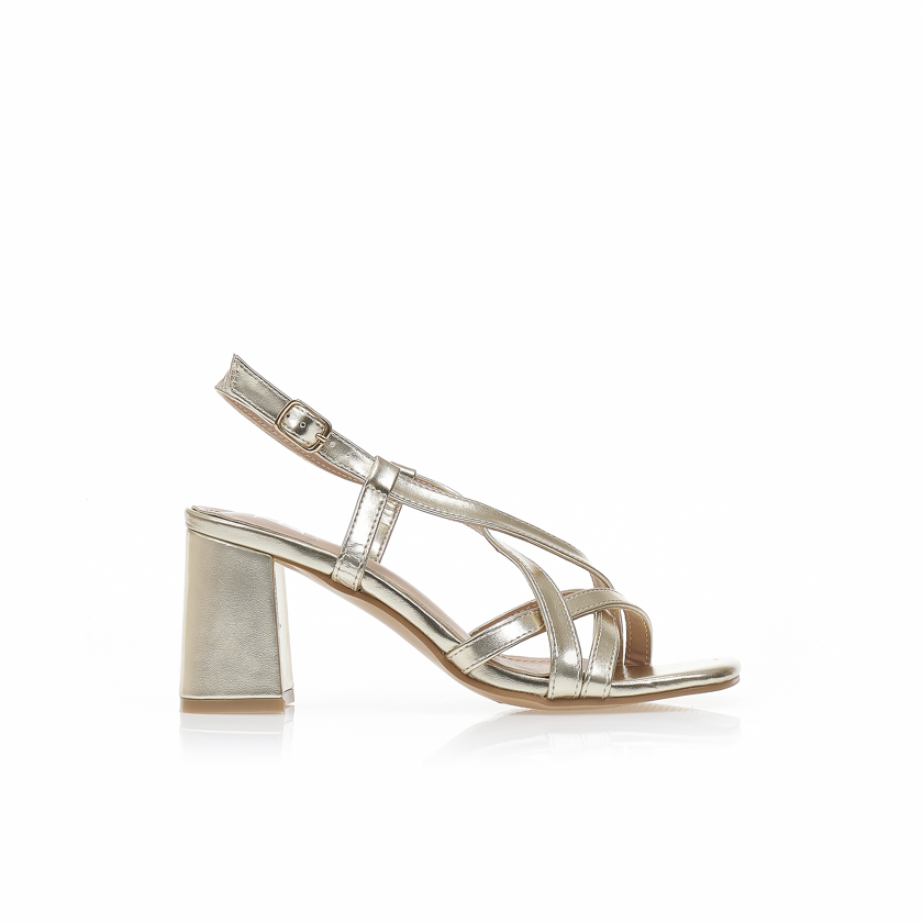 Πέδιλα χρυσά δερματίνη με χιαστί λουράκια ΧΡΥΣΟ