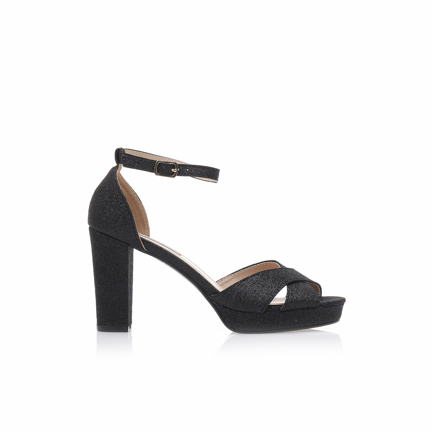 Πέδιλα μαύρα λούρεξ με χιαστί φάσα ΜΑΥΡΟ