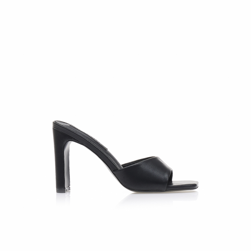 Tsoukalas Mules μαύρα δερματίνη με ιδιαίτερο τακούνι ΜΑΥΡΟ