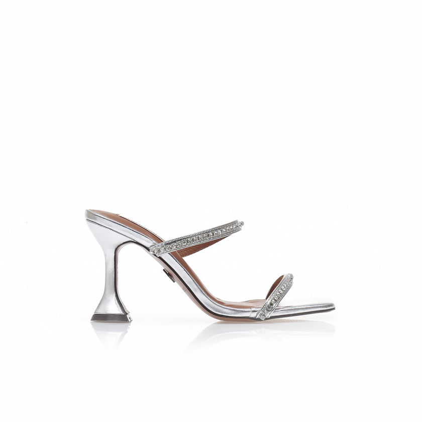 Mules TSOUKALAS ασημί δερματίνη με στρας ΑΣΗΜΙ