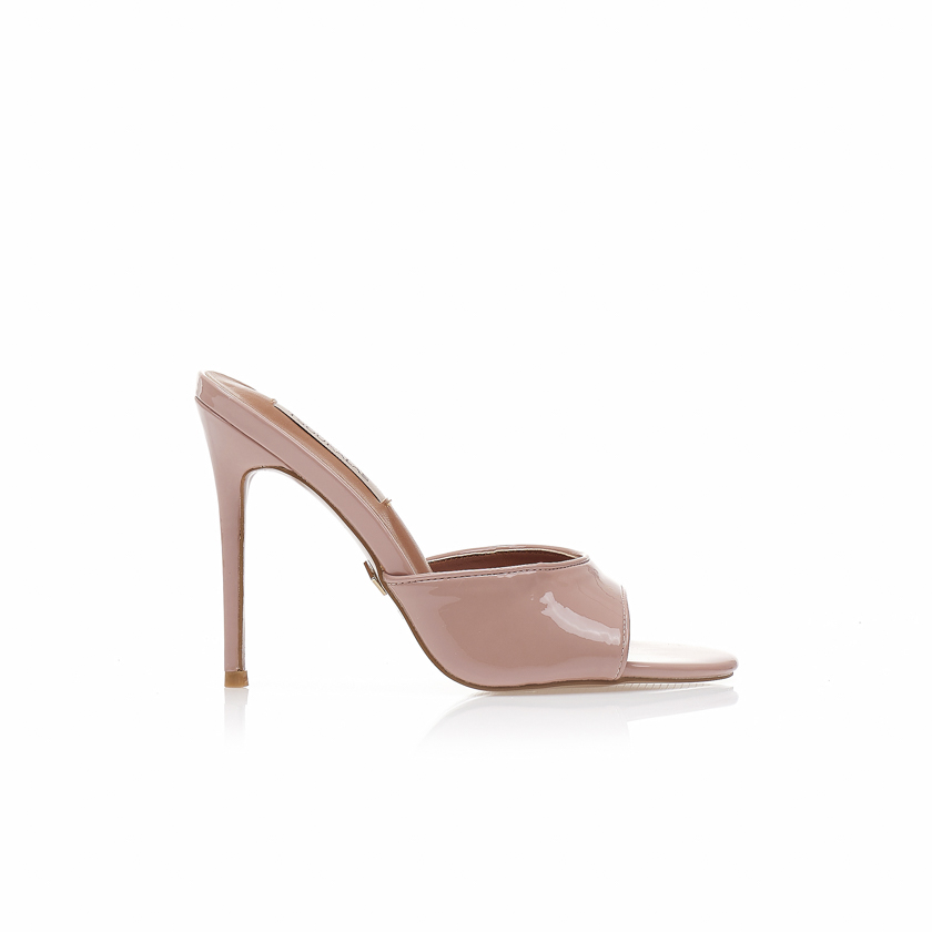 Mules TSOUKALAS nude λουστρίνι με λεπτό τακούνι NUDE