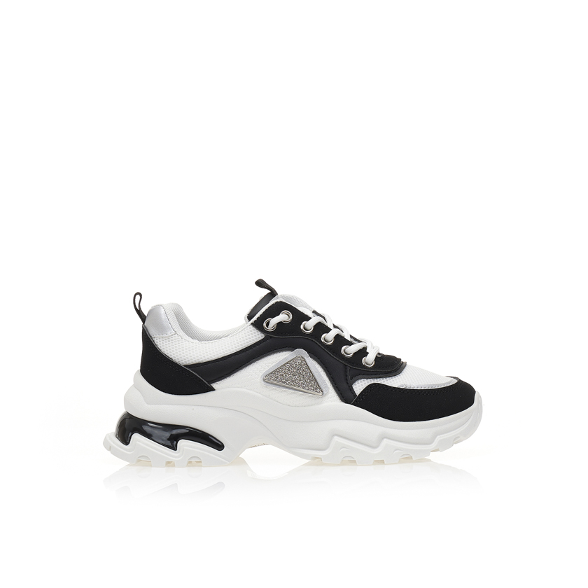 Αθλητικά μαύρα υφασμάτινα και σουέτ με αγκράφα από στρας ΜΑΥΡΟ