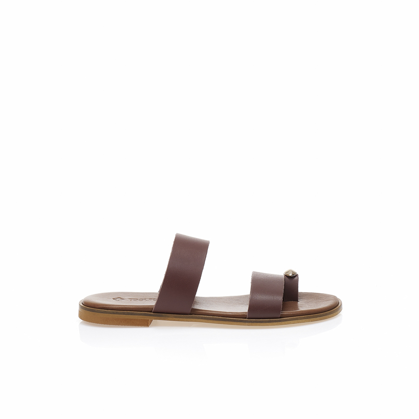 Σανδάλια δερμάτινα χειροποίητα καφέ με σχέδιο δαχτυλίδι ΚΑΦΕ