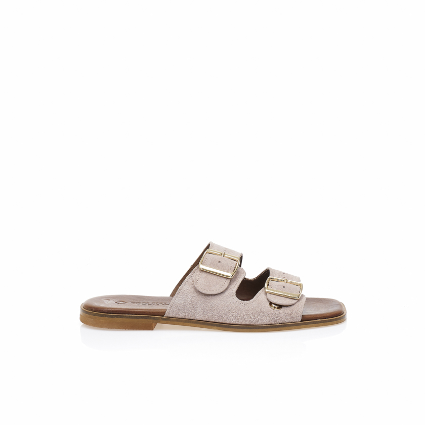 Tsoukalas Δερμάτινα σανδάλια χειροποίητα nude με ρυθμιζόμενη φάσα NUDE