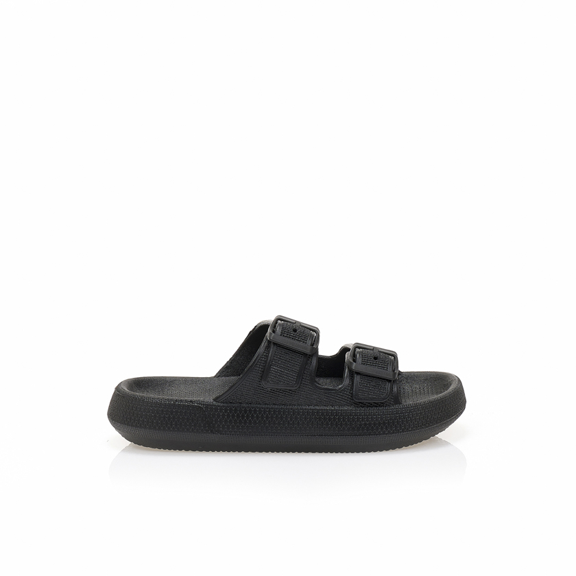 Παντόφλες μαύρες λάστιχο με ρυθμιζόμενη φάσα ΜΑΥΡΟ