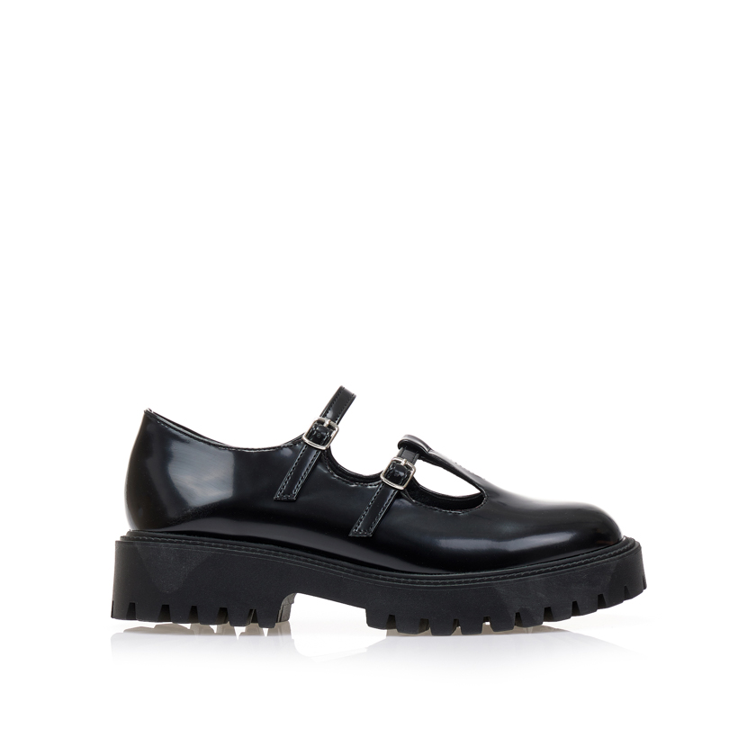 Oxfords μαύρα δερματίνη με μπαρέτες ΜΑΥΡΟ