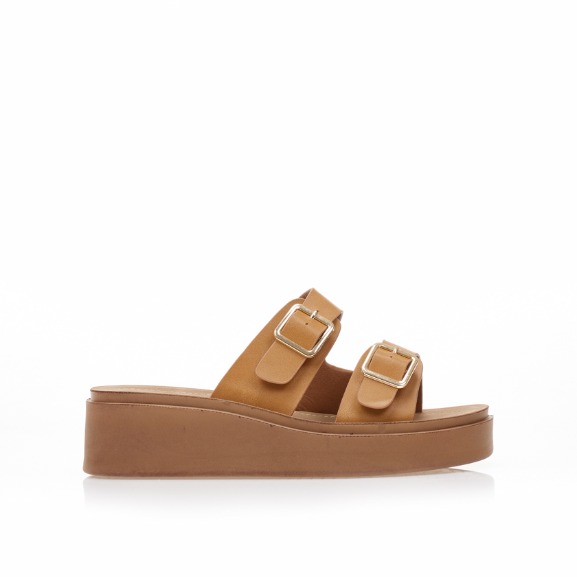 Tsoukalas Flatforms κάμελ δερματίνη με ρυθμιζόμενη φάσα ΚΑΜΕΛ