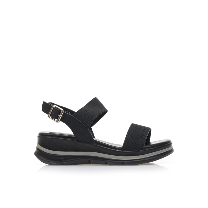 Flatforms μαύρα δερματίνη με λουράκι στον αστράγαλο ΜΑΥΡΟ