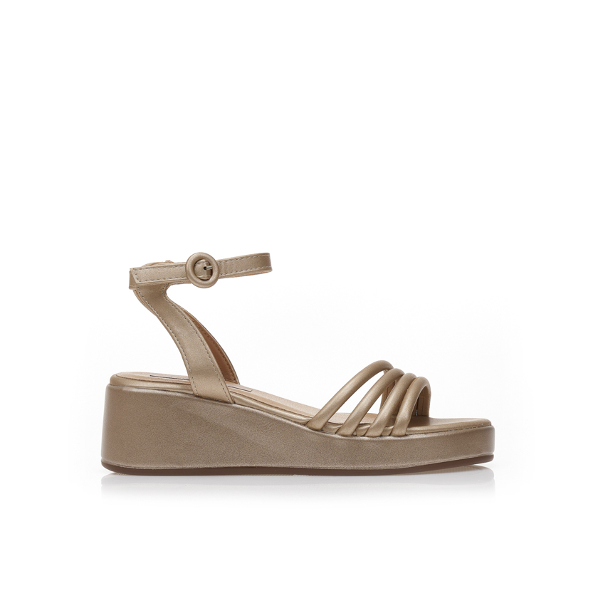 Flatforms μπρονζέ δερματίνη με πολλαπλά λουράκια ΜΠΡΟΝΖΕ