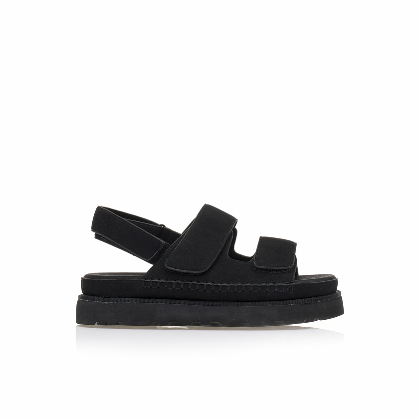 Flatforms μαύρα σουέτ με ρυθμιζόμενα λουράκια ΜΑΥΡΟ