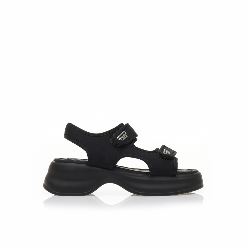 Flatforms μαύρα υφασμάτινα με σκρατς ΜΑΥΡΟ