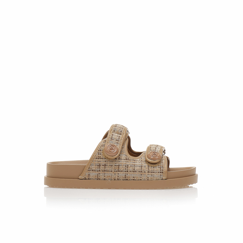 Tsoukalas Flatforms πούρο σουέτ με καρό σχέδιο και σκρατς ΠΟΥΡΟ