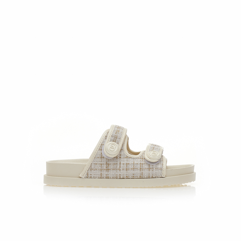 Flatforms μπεζ σουέτ με καρό σχέδιο και σκρατς ΜΠΕΖ