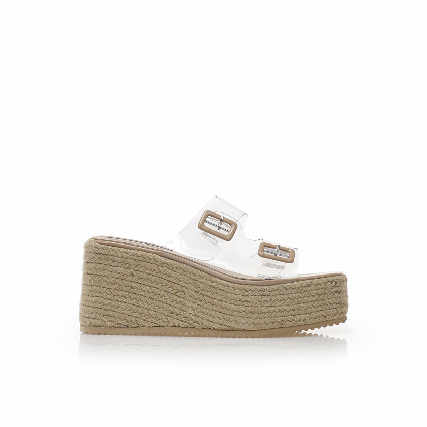 Εσπαντρίγιες πλατφόρμες nude δερματίνη με διαφάνεια NUDE