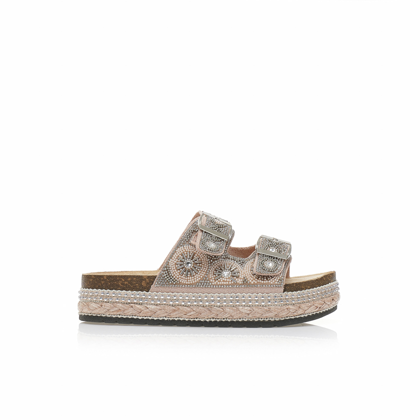 Tsoukalas Εσπαντρίγιες flatforms ροζ με ιδιαίτερο σχέδιο και στρας ΡΟΖ