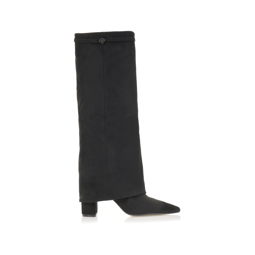 Tsoukalas Μπότες μαύρες σουέτ με μυτερό τελείωμα ΜΑΥΡΟ