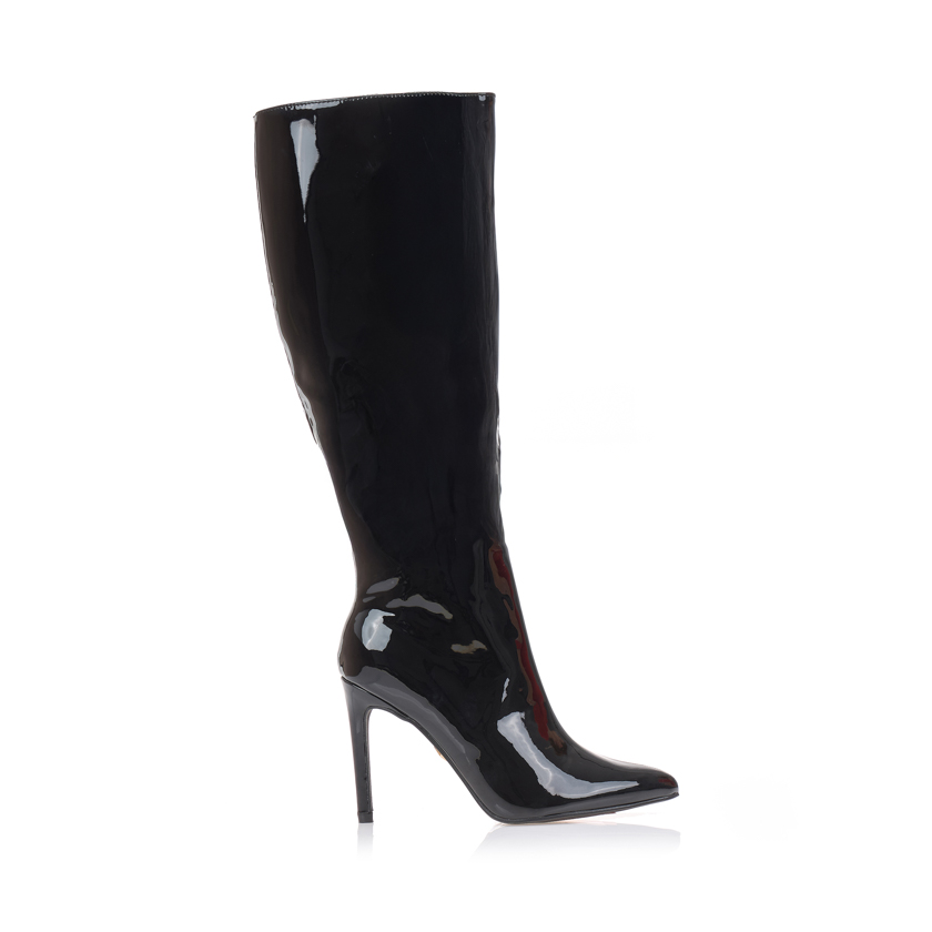 Μπότες μαύρες μυτερές λουστρίνι ΜΑΥΡΟ