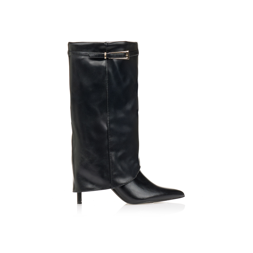 Μπότες μυτερές και αναδιπλούμενη φάσα ΜΑΥΡΟ