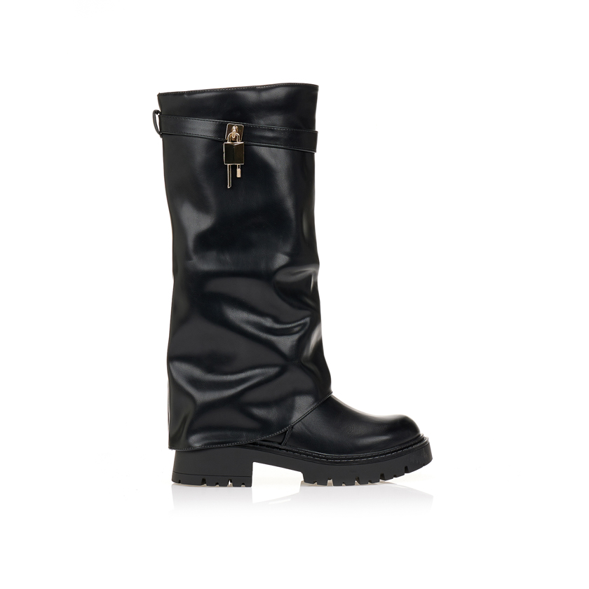 Μπότες μαύρες με μακριά φάσα ΜΑΥΡΟ