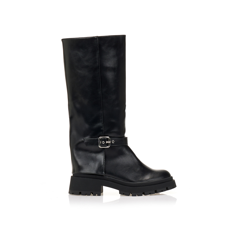 Μπότες μαύρες με λουράκι ΜΑΥΡΟ