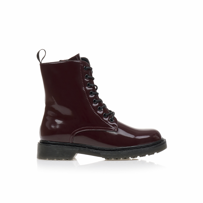 Αρβυλάκια μπορντό λουστρίνι με κορδόνια και φερμουάρ ΜΠΟΡΝΤΟ