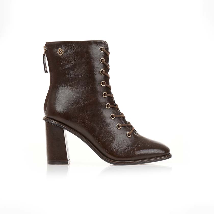 Αρβυλάκια καφέ δερματίνη με φερμουάρ στο πίσω μέρος ΚΑΦΕ