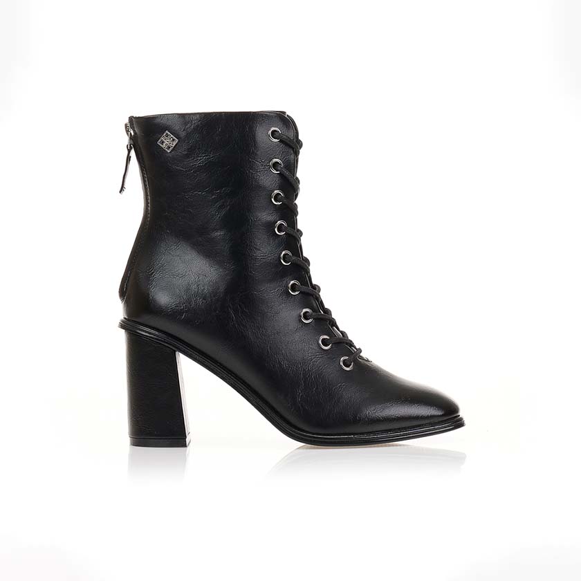 Αρβυλάκια μαύρα δερματίνη με φερμουάρ στο πίσω μέρος ΜΑΥΡΟ