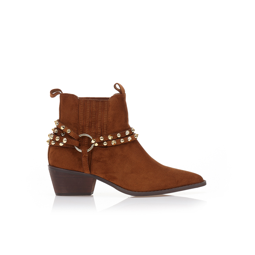 Μποτάκια cowboy με τρουκς καφέ ΚΑΜΕΛ