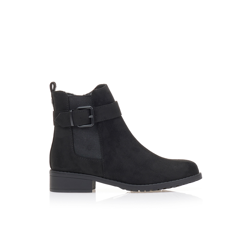 Μποτάκια σουέτ με αγκράφα ΜΑΥΡΟ