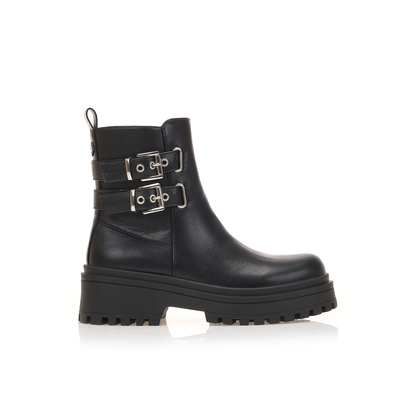 Μποτάκια μαύρα με διπλές τόκες ΜΑΥΡΟ