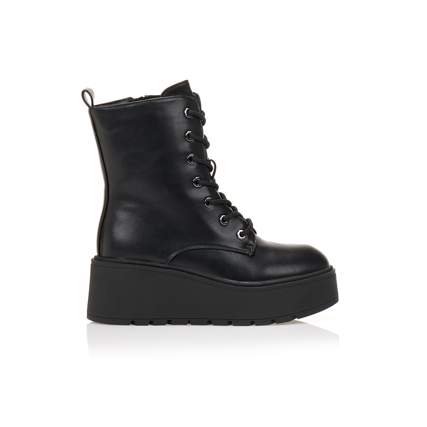 Αρβυλάκια πλατφόρμα με κορδόνια ΜΑΥΡΟ