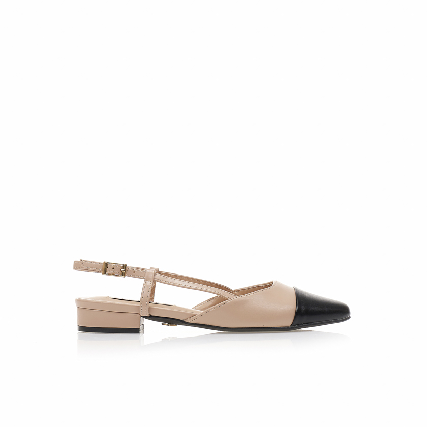 Γόβες nude δερματίνη με δερματίνη μαύρο τελείωμα NUDE