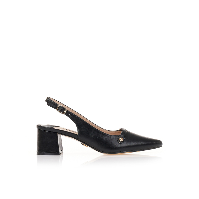 Γόβες mules μαύρες δερματίνη μυτερές ΜΑΥΡΟ