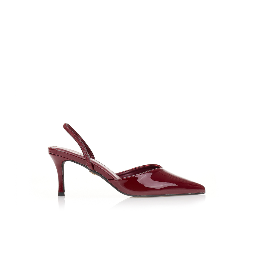 Γόβες mules μπορντό λουστρίνι μυτερές ΜΠΟΡΝΤΟ