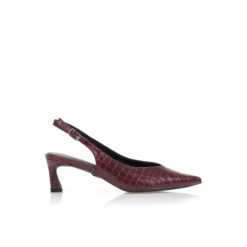 Γόβες mules μπορντό δερματίνη με animal print ΜΠΟΡΝΤΟ