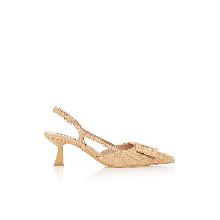 Γόβες ψάθινες με τετράγωνη αγκράφα ΠΟΥΡΟ