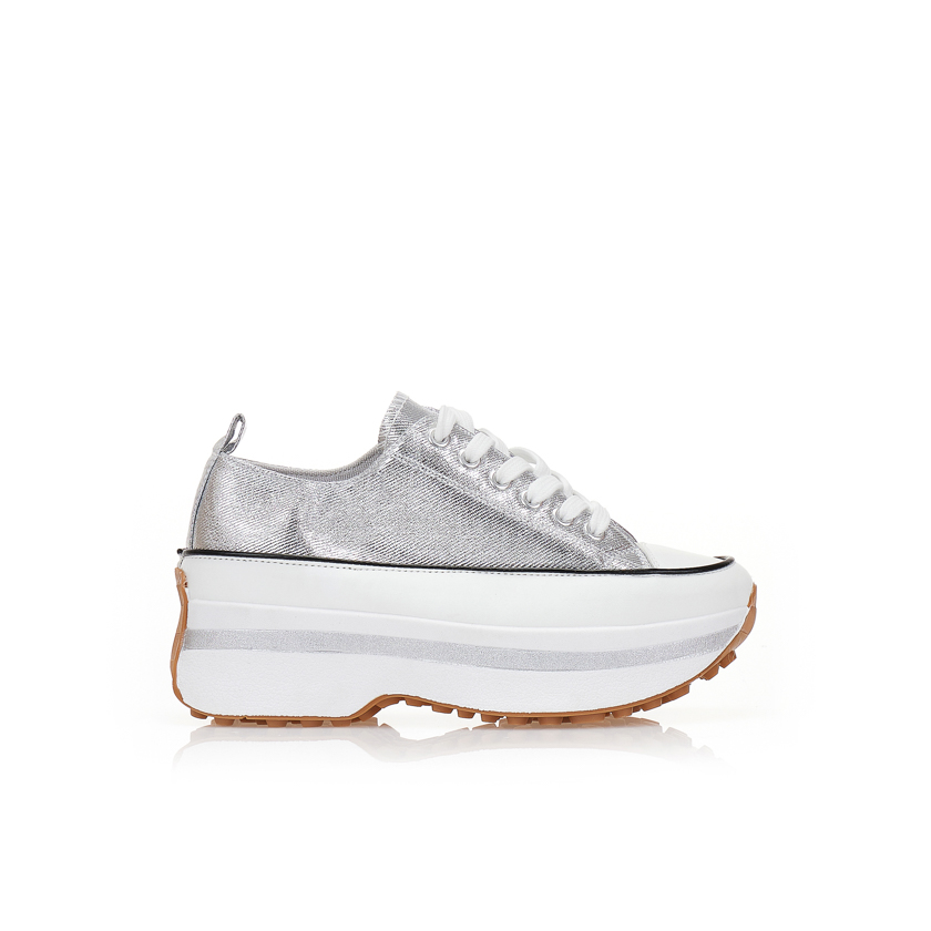 Αθλητικά ασημί υφασμάτινα με κορδόνια ΑΣΗΜΙ