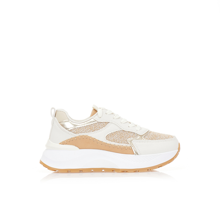 Αθλητικά πούρο δερματίνη δίσολα με ψάθινες λεπτομέρειες ΠΟΥΡΟ