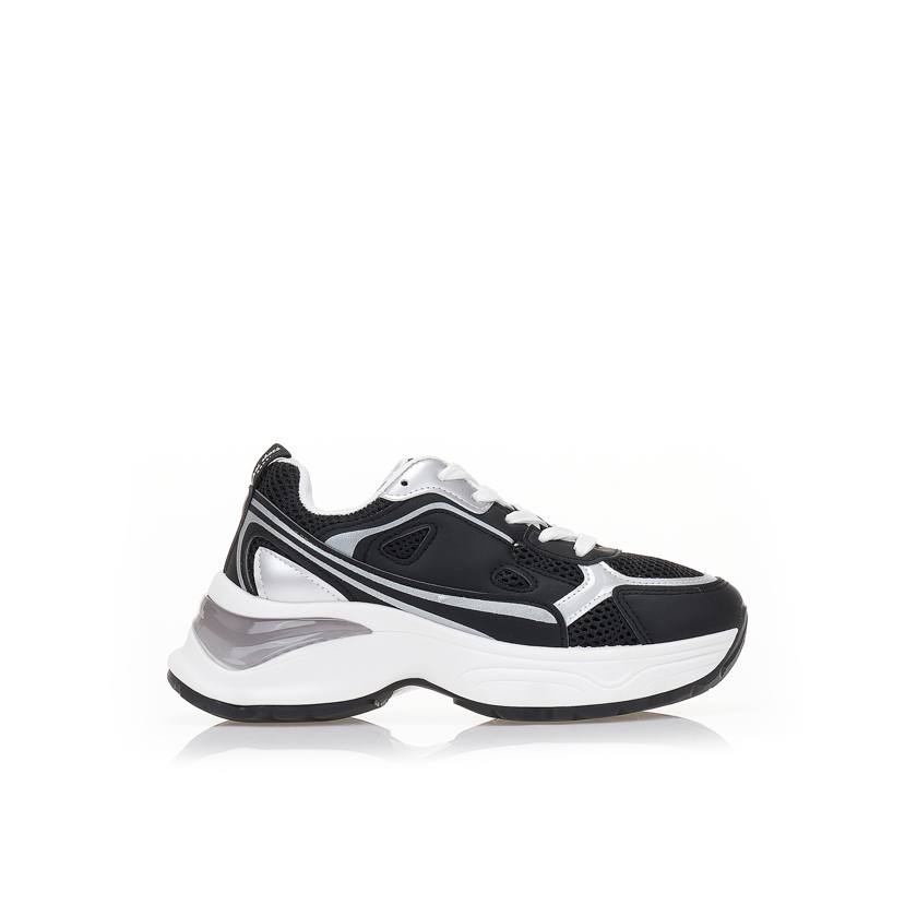 Αθλητικά μαύρα υφασμάτινα με δερματίνη ΜΑΥΡΟ