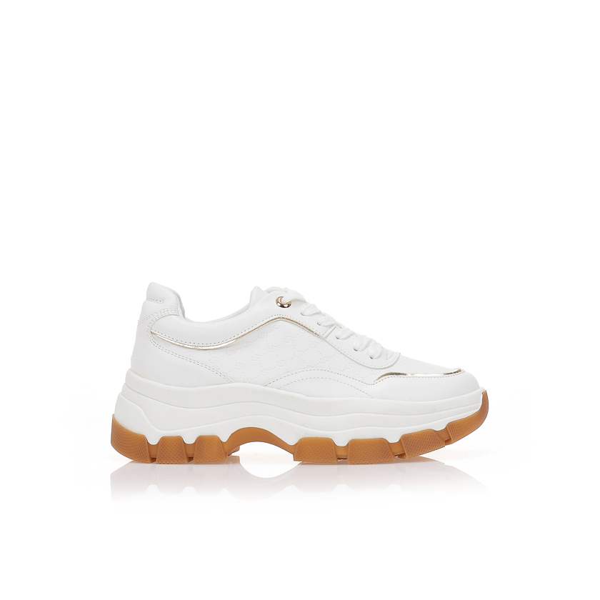 Sneakers λευκά με ανάγλυφο μοτίβο ΛΕΥΚΟ