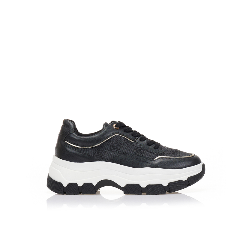 Sneakers με δίκτυ και λουλούδια ΜΑΥΡΟ